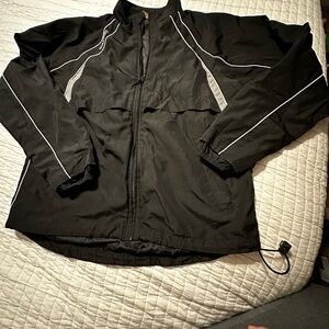MENS SIZE MEDIUM WARRIOR BLACK FULL ZIP WINDBREAKER JACKET